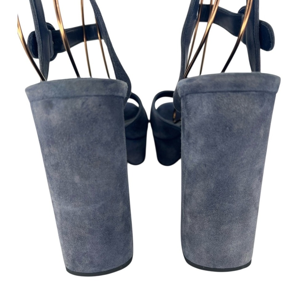 Prada Suede Crisscross Platform Sandals in Blue Size 40.5 - Picture 15 of 16